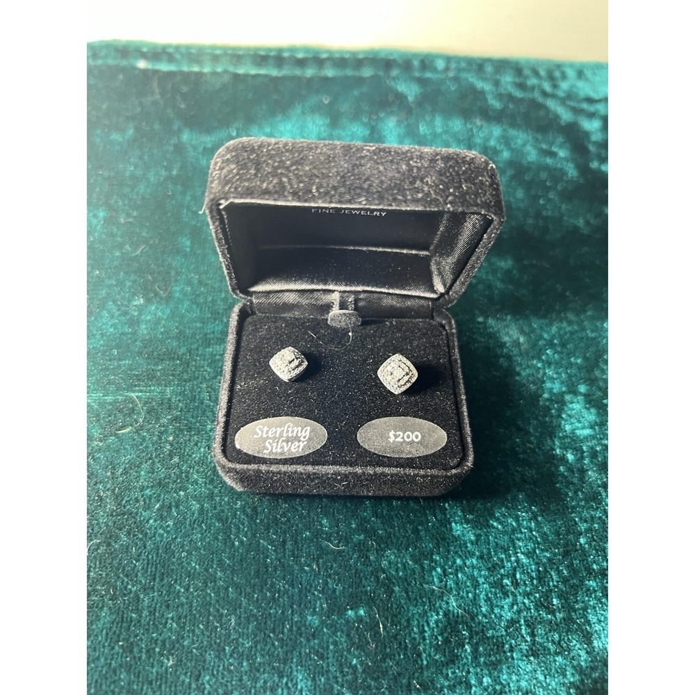 R.H. Macy & Co Sterling Silver & 1/10 ct Bridge Diamond Earrings NEW $200 MSRP